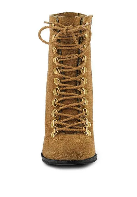 Goose-Feather Antique High Heeled Ankle Boot