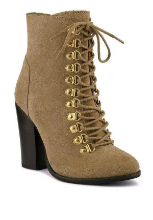 Goose-Feather Antique High Heeled Ankle Boot