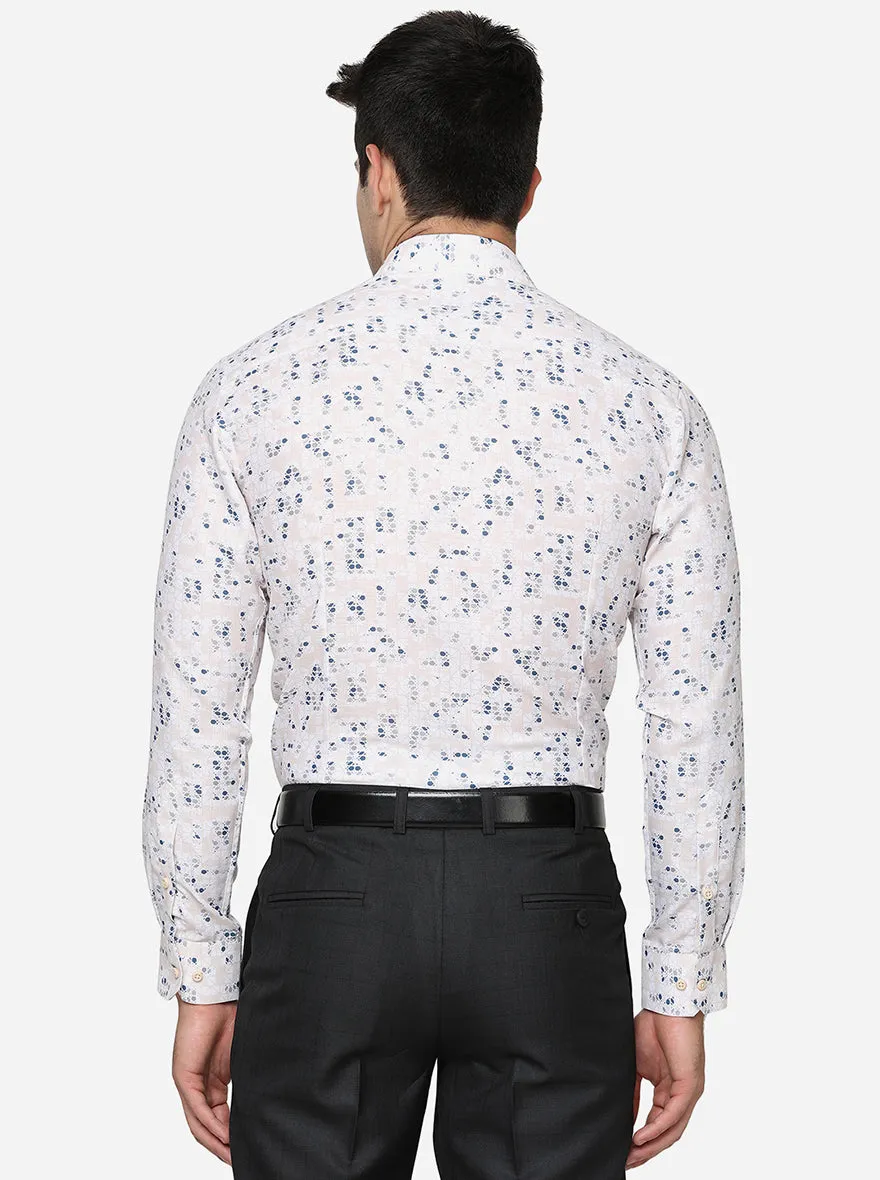 Grey & White Printed Slim Fit Party Wear Shirt | JB Studio