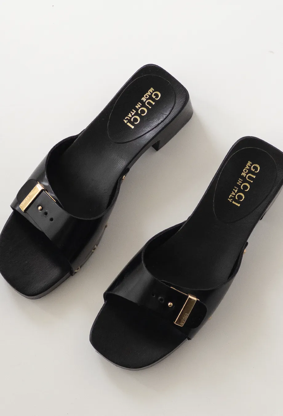 Gucci Vintage Black Mules Sz 37