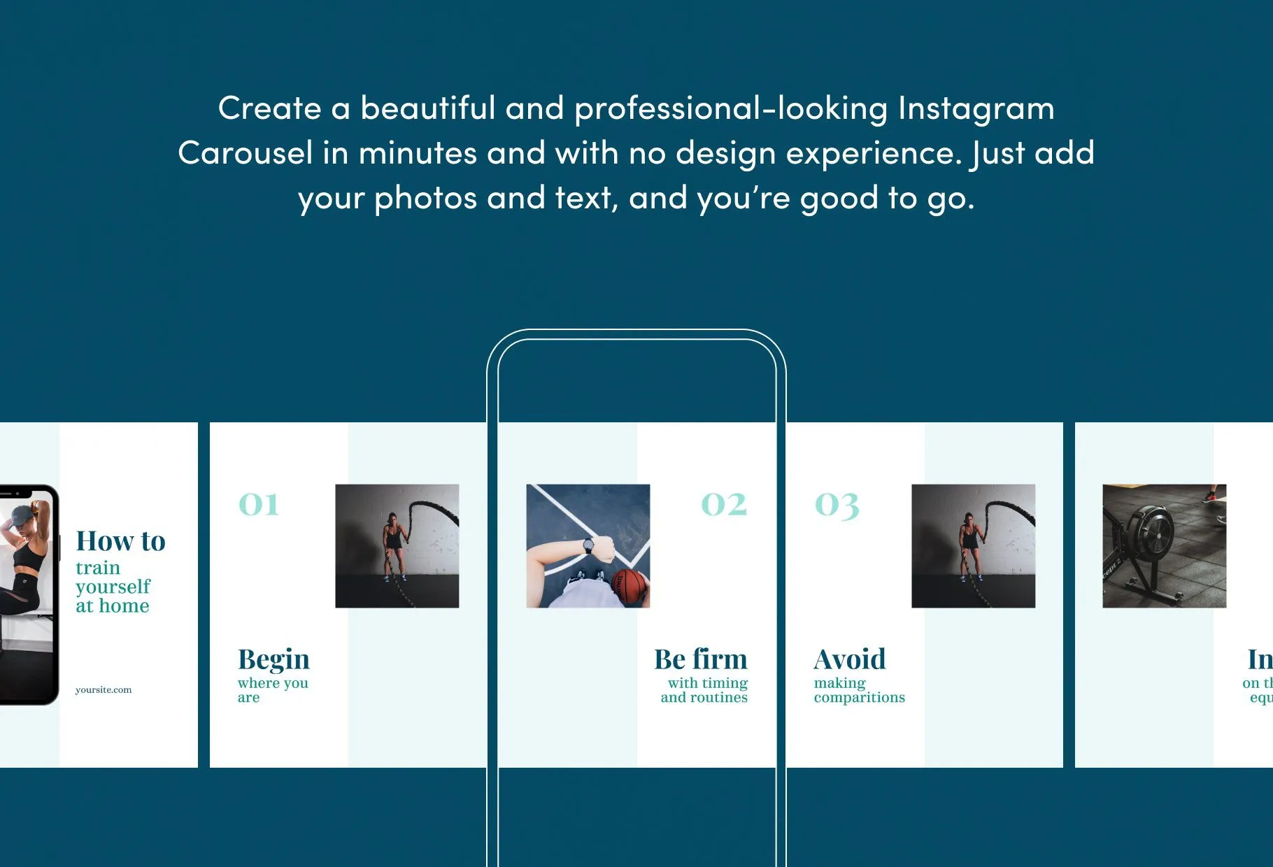 Hannah Fitness 6-Page Carousel Canva Template