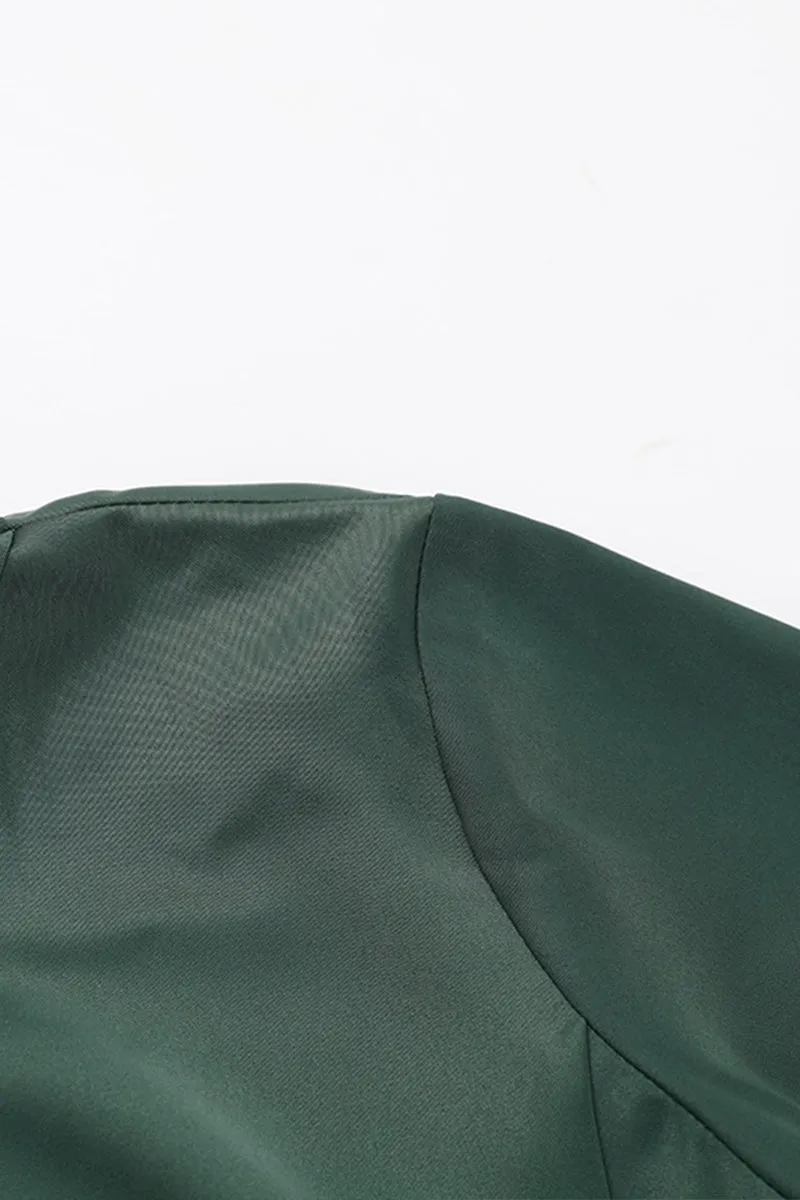 HBR1095 Satin Flare Sleeve Mini Dress