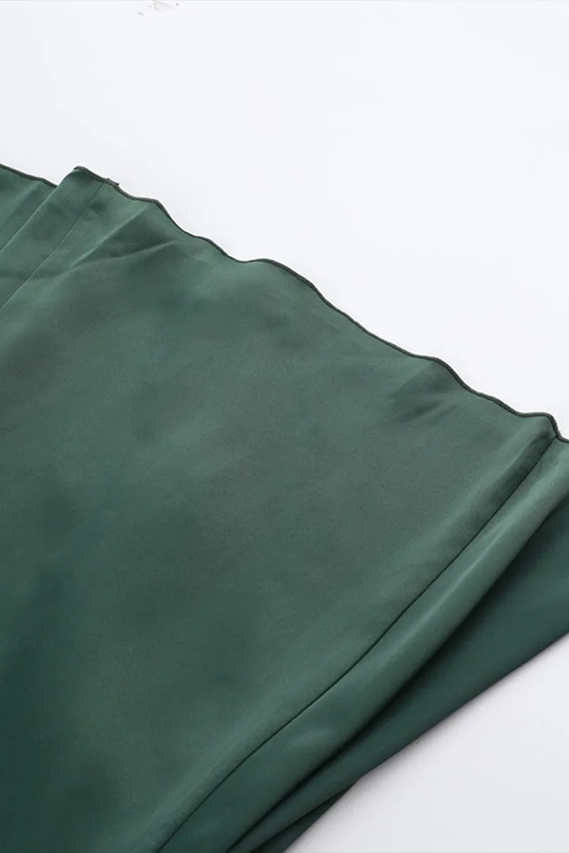 HBR1095 Satin Flare Sleeve Mini Dress