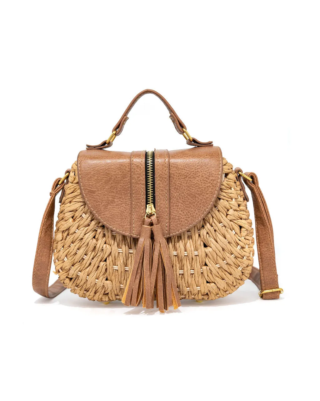 Hillock Rattan Tassel Crossbody Bag - Tan