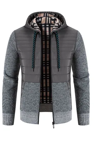 Hooded plus fleece thick patch warm trendy long-sleeved jacket