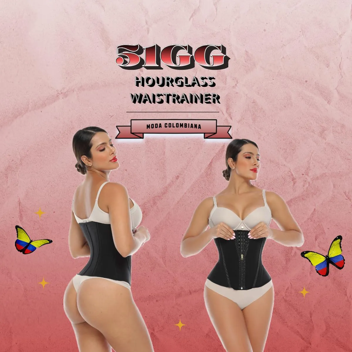 Hour Glass Waist-Trainer with Hooks   Zipper