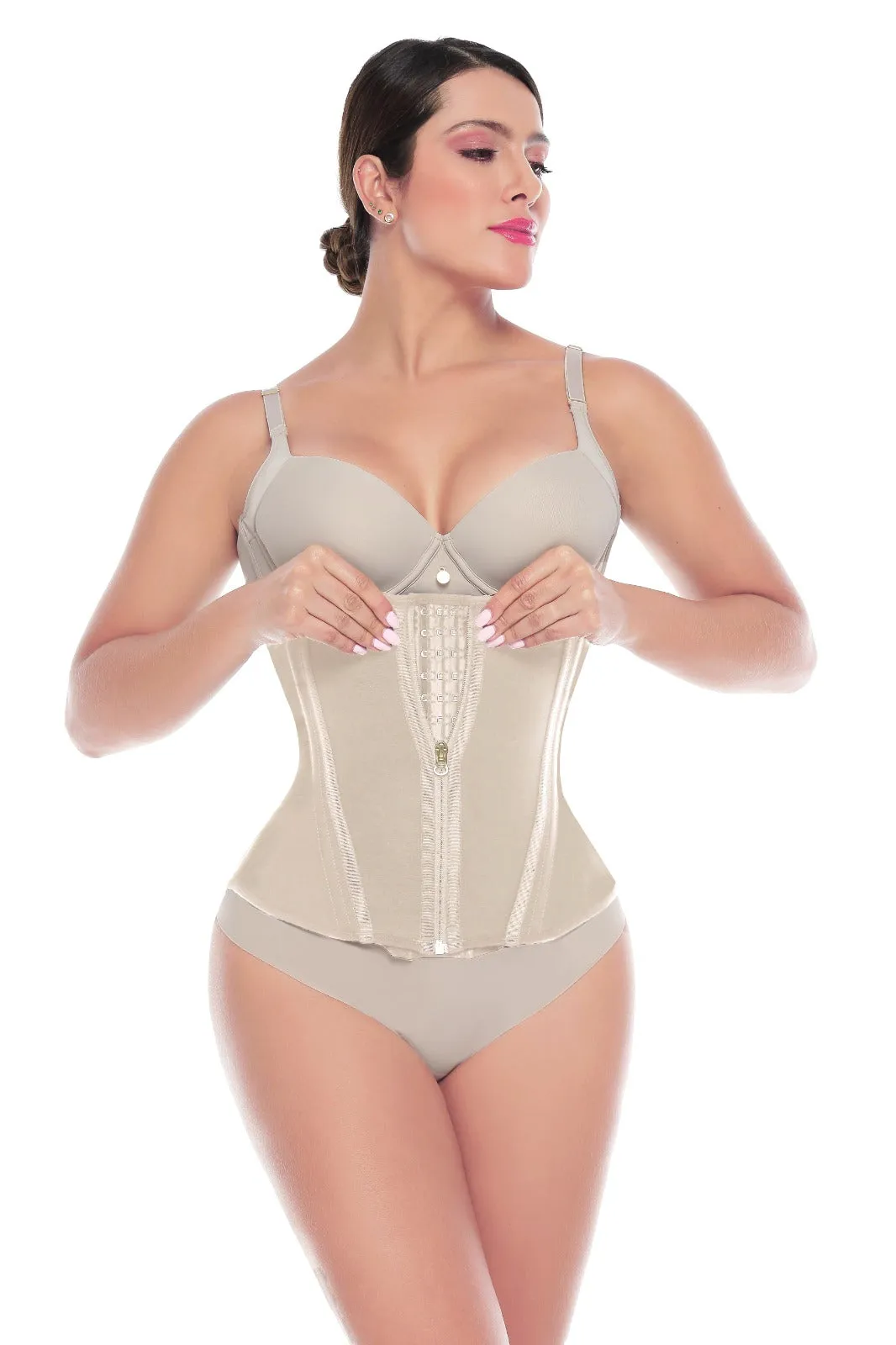 Hour Glass Waist-Trainer with Hooks   Zipper