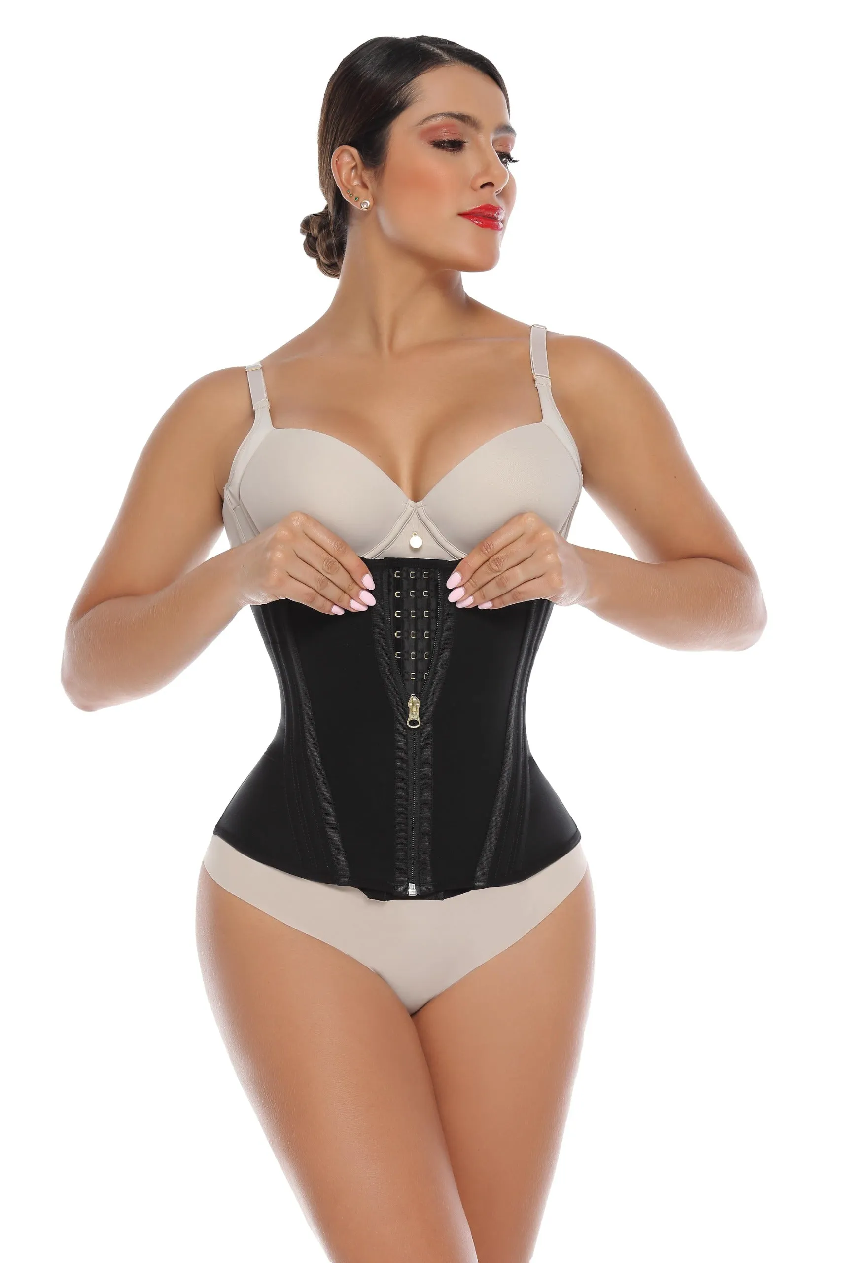 Hour Glass Waist-Trainer with Hooks   Zipper