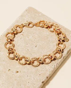 Intricate Smooth Hoop Linked Gold Bracelet