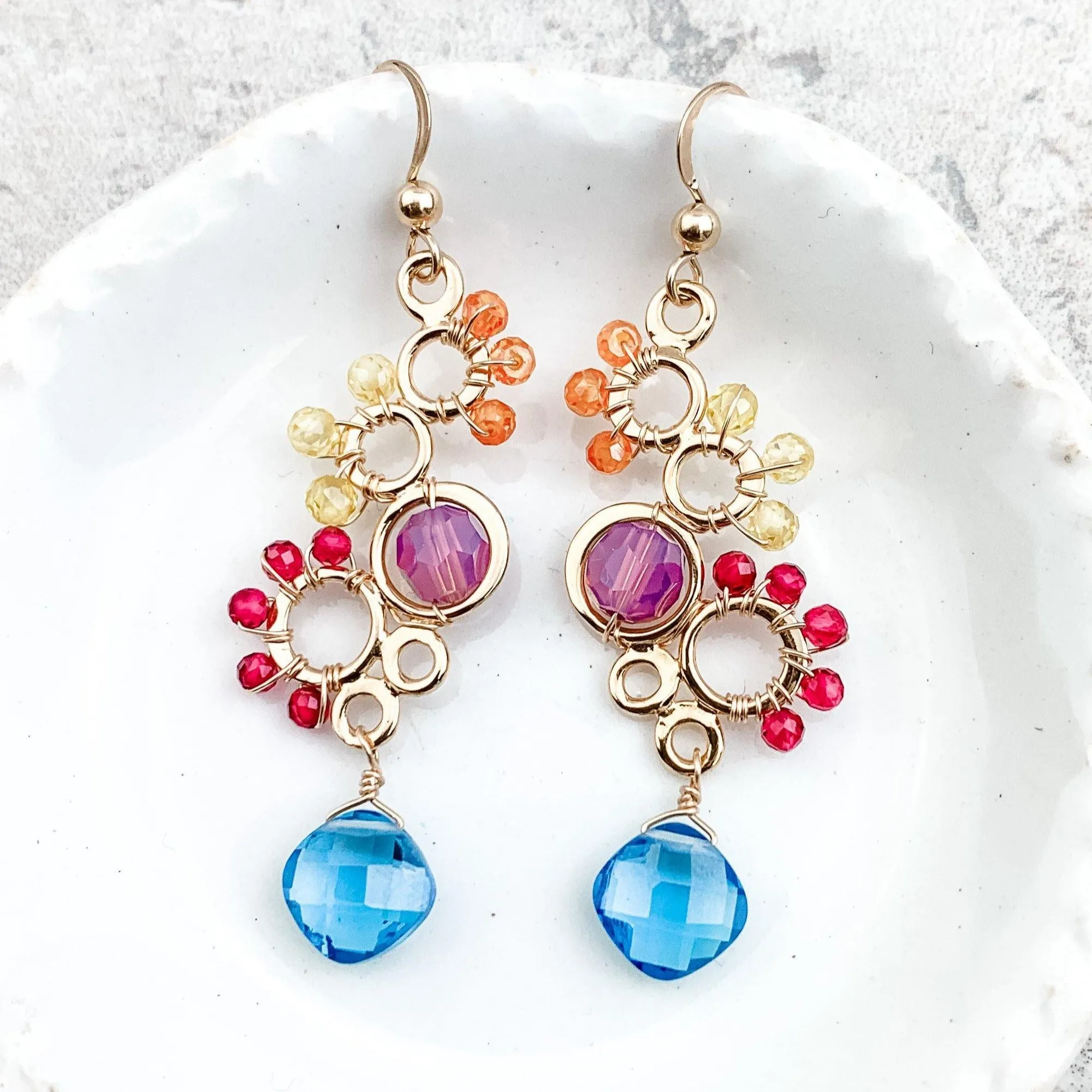 Ivy Colorful Bubble Gemstone Earrings