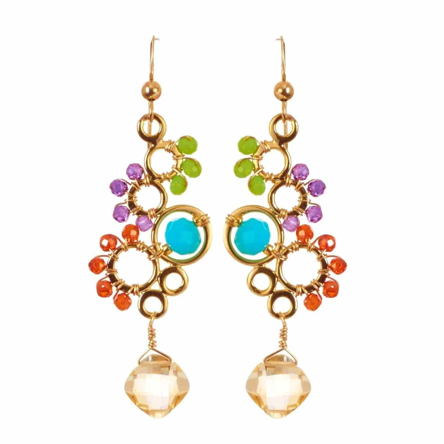 Ivy Colorful Bubble Gemstone Earrings