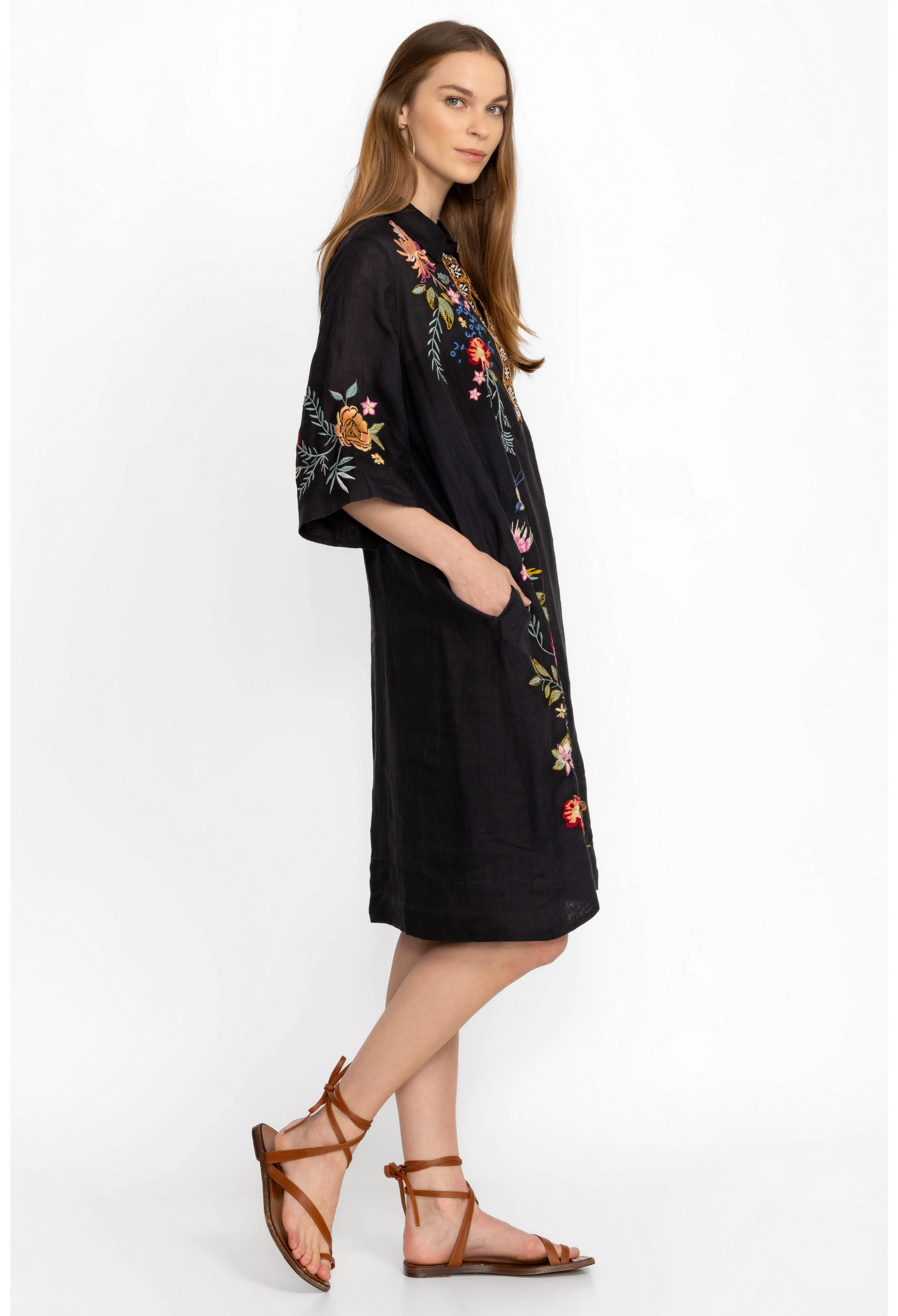 Johnny Was Indalo Henley Kimono Sleeve Dress (Slip)