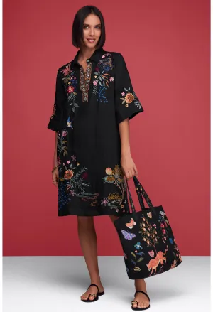 Johnny Was Indalo Henley Kimono Sleeve Dress (Slip)