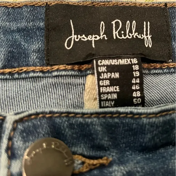 Joseph Ribkoff Sz 16 Women's 5 Pocket Blue Jeans with Floral Patches