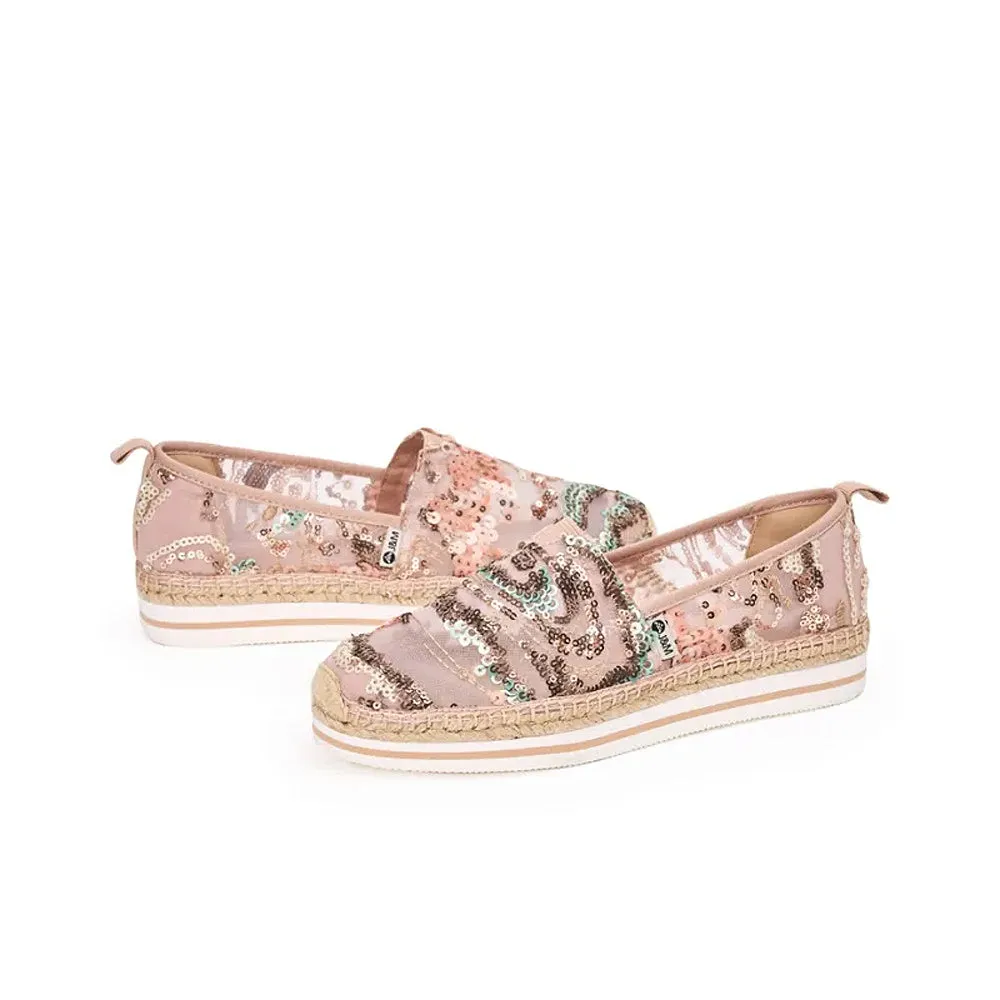 Joy & Mario Women's Espadrille Sequins Mesh Loafers