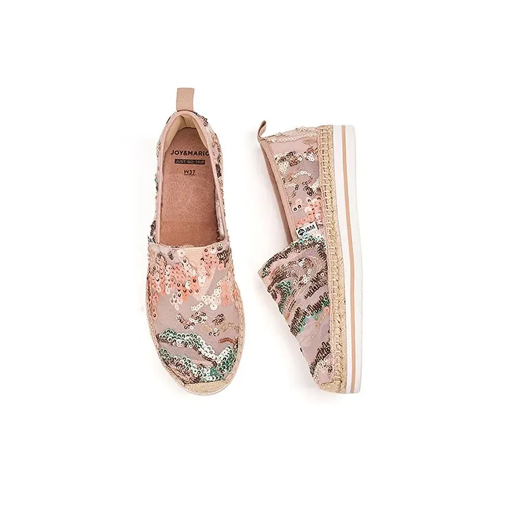 Joy & Mario Women's Espadrille Sequins Mesh Loafers