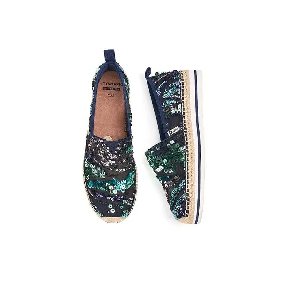 Joy & Mario Women's Espadrille Sequins Mesh Loafers