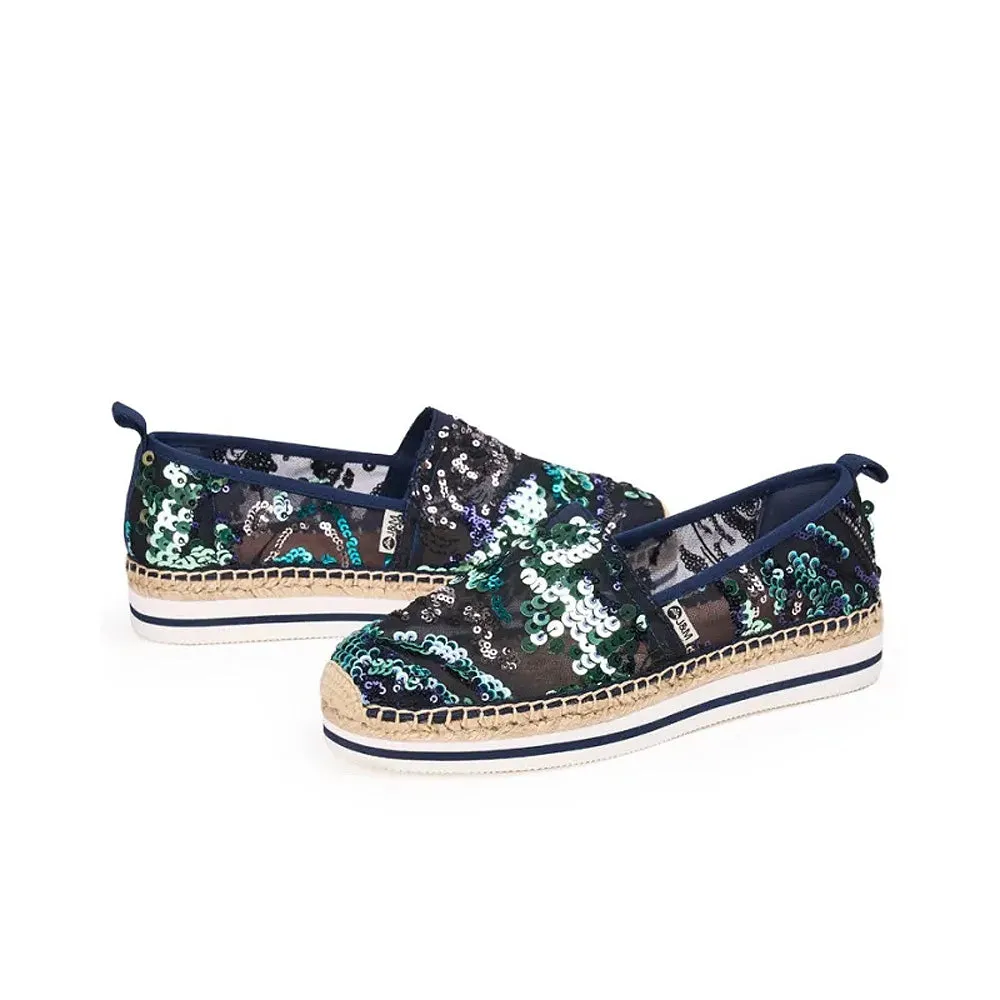 Joy & Mario Women's Espadrille Sequins Mesh Loafers