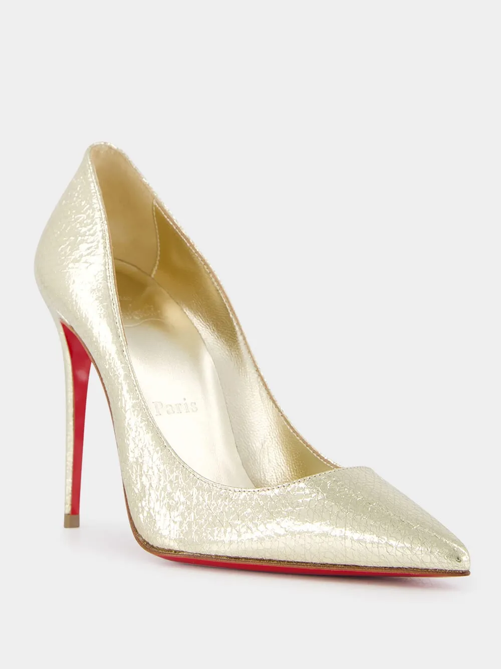Kate 100mm Gold leather pumps