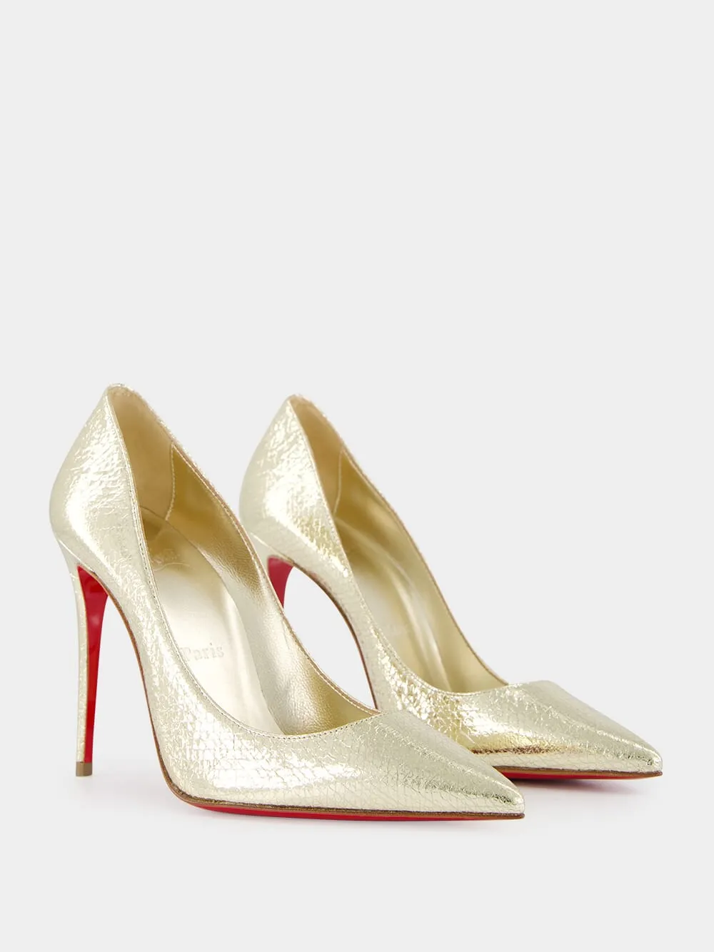 Kate 100mm Gold leather pumps