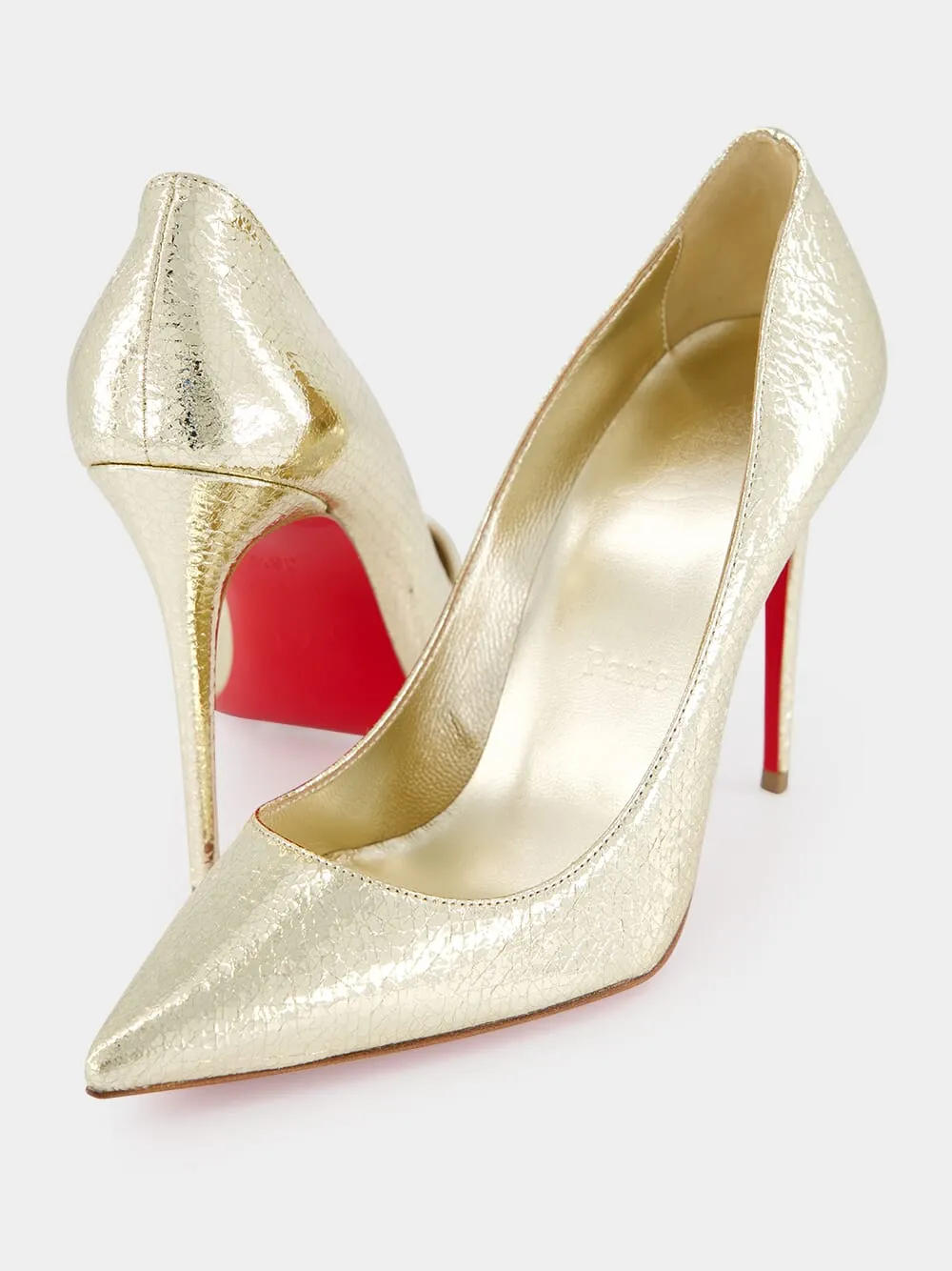 Kate 100mm Gold leather pumps