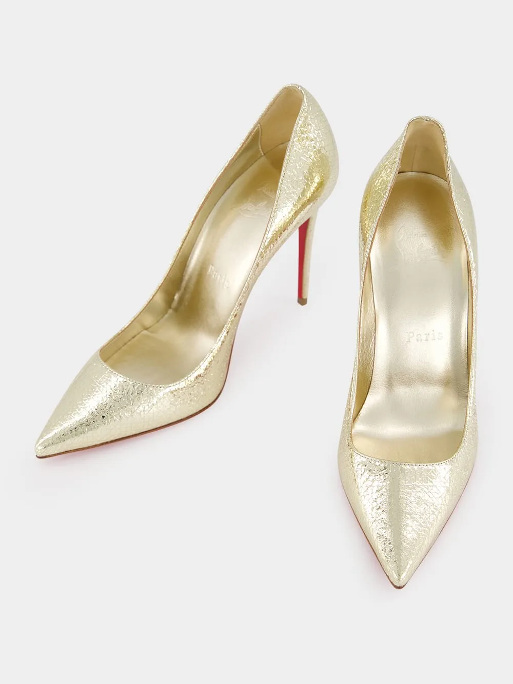 Kate 100mm Gold leather pumps