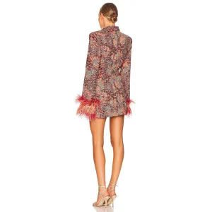 Lapel collar feather dress