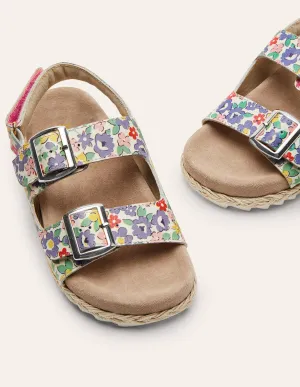 Leather Espadrille Sandals-Multi
