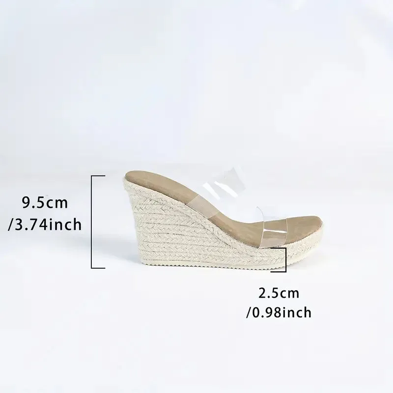 Lilou – Espadrille muiltjes met transparante band en sleehak