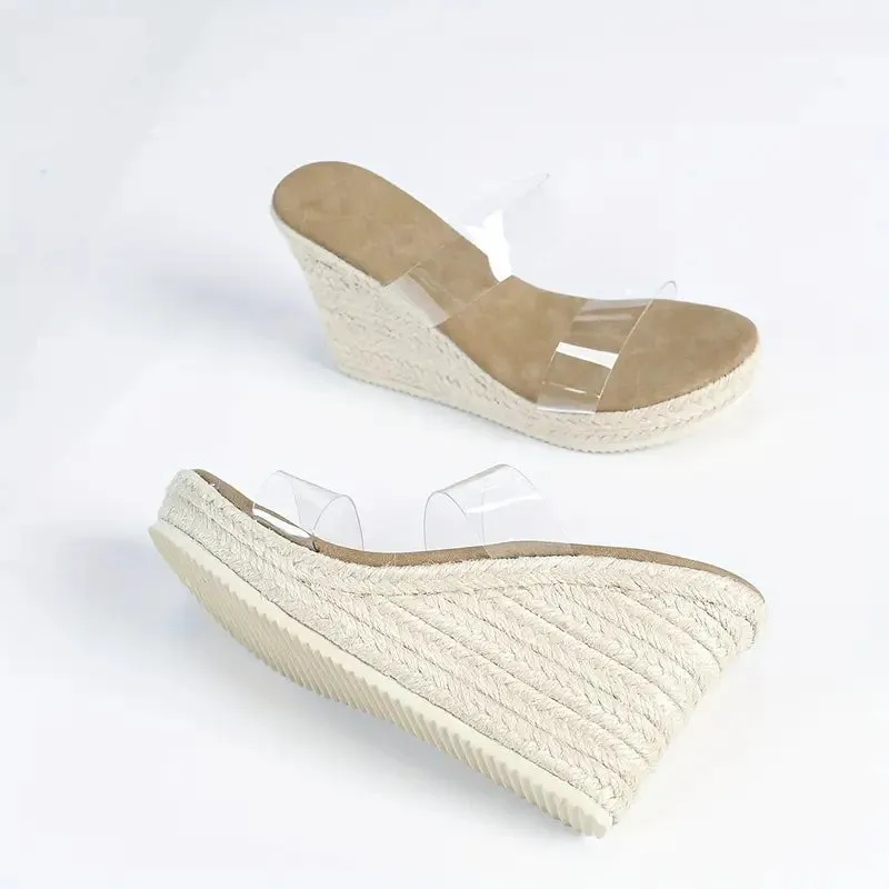 Lilou – Espadrille muiltjes met transparante band en sleehak