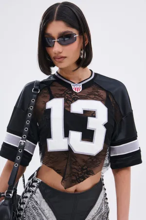 LUCKY LACE JERSEY TOP
