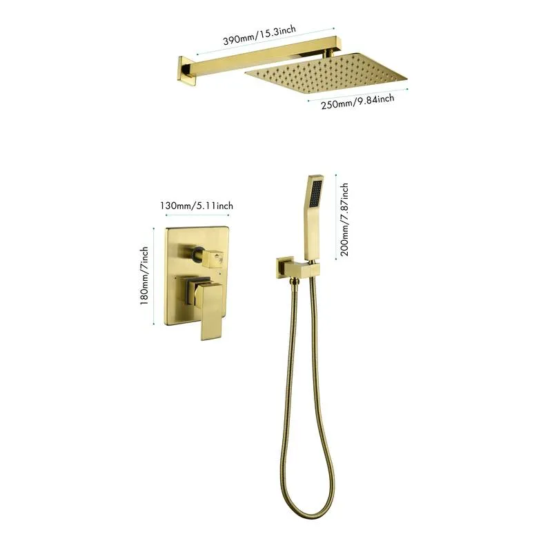 Luxurious Gold Rain Shower Set with Handheld Option