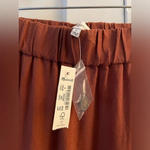 Madewell Linen-Blend Side-Button Midi Skirt • NWT