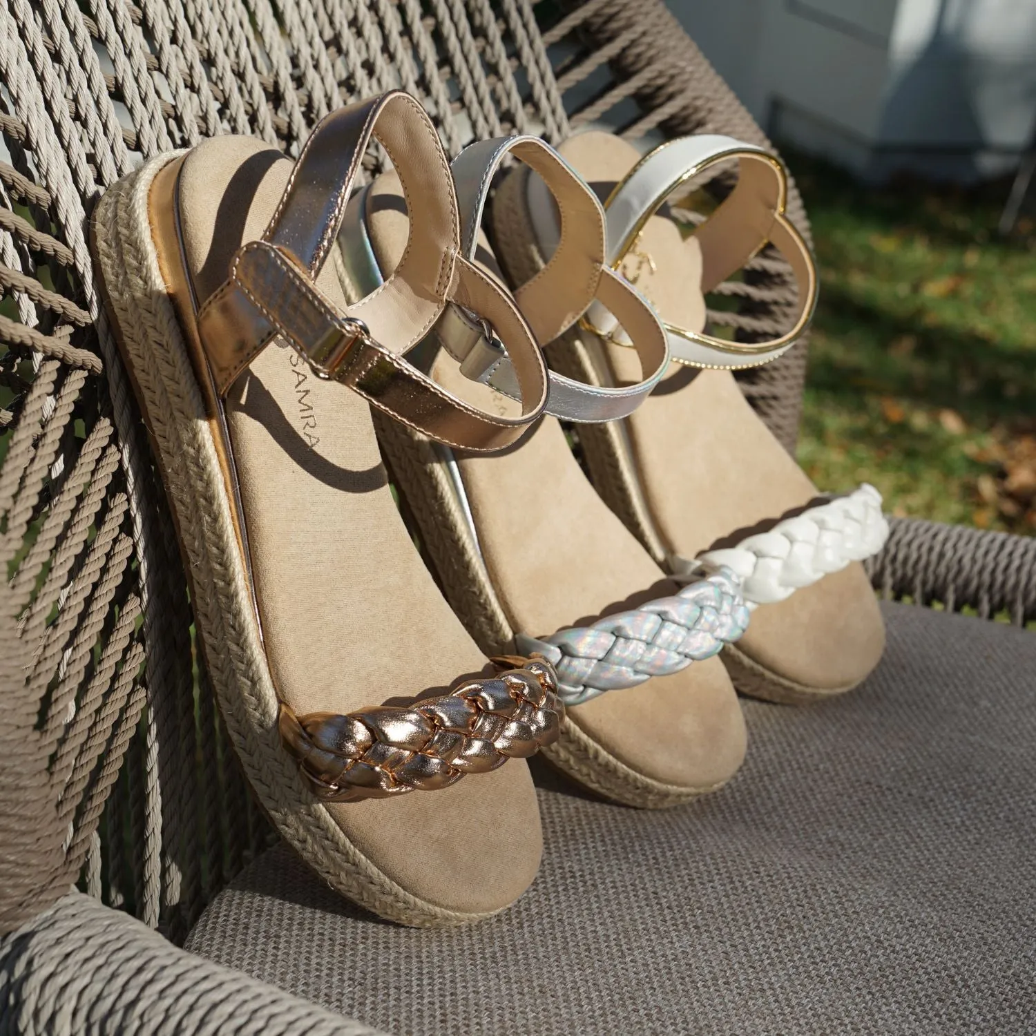 Miss April Wedge Sandal in Light Bronze - Kids from Yosi Samra