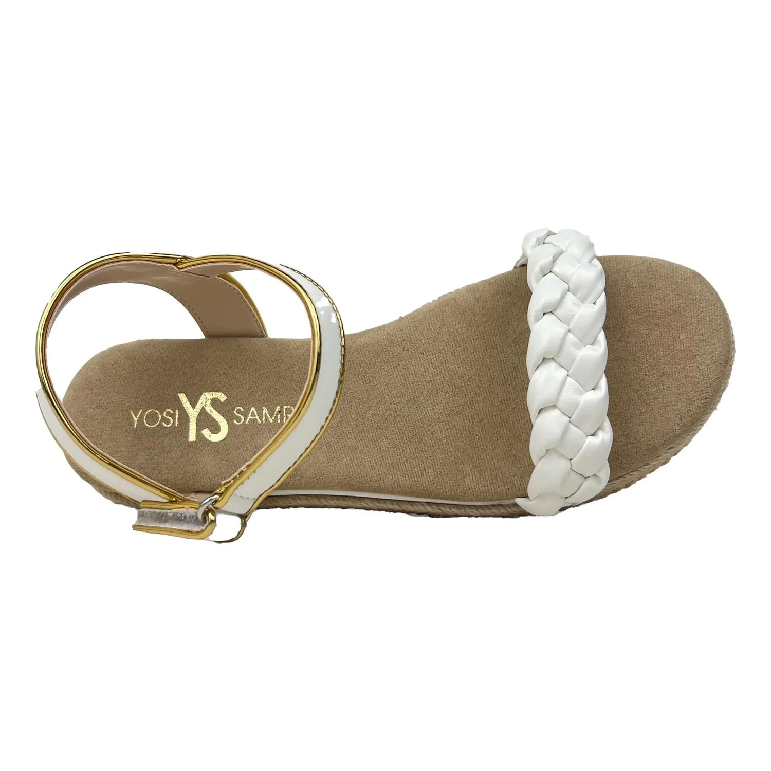 Miss April Wedge Sandal in White & Gold - Kids from Yosi Samra