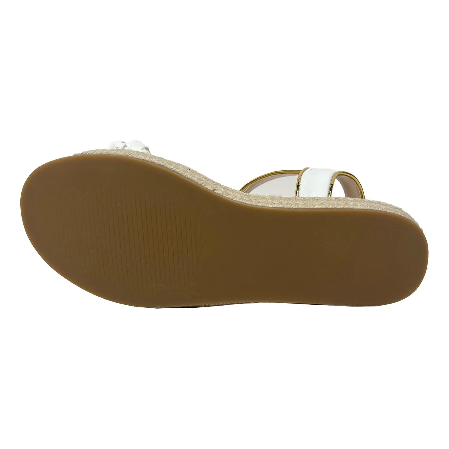 Miss April Wedge Sandal in White & Gold - Kids from Yosi Samra