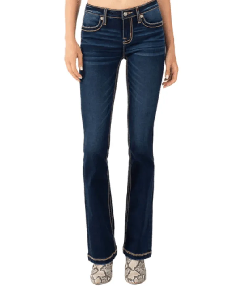 Miss Me Women's Dark Wash Mid-Rise Bootcut Jeans M3636B38