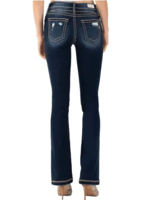 Miss Me Women's Dark Wash Mid-Rise Bootcut Jeans M3636B38