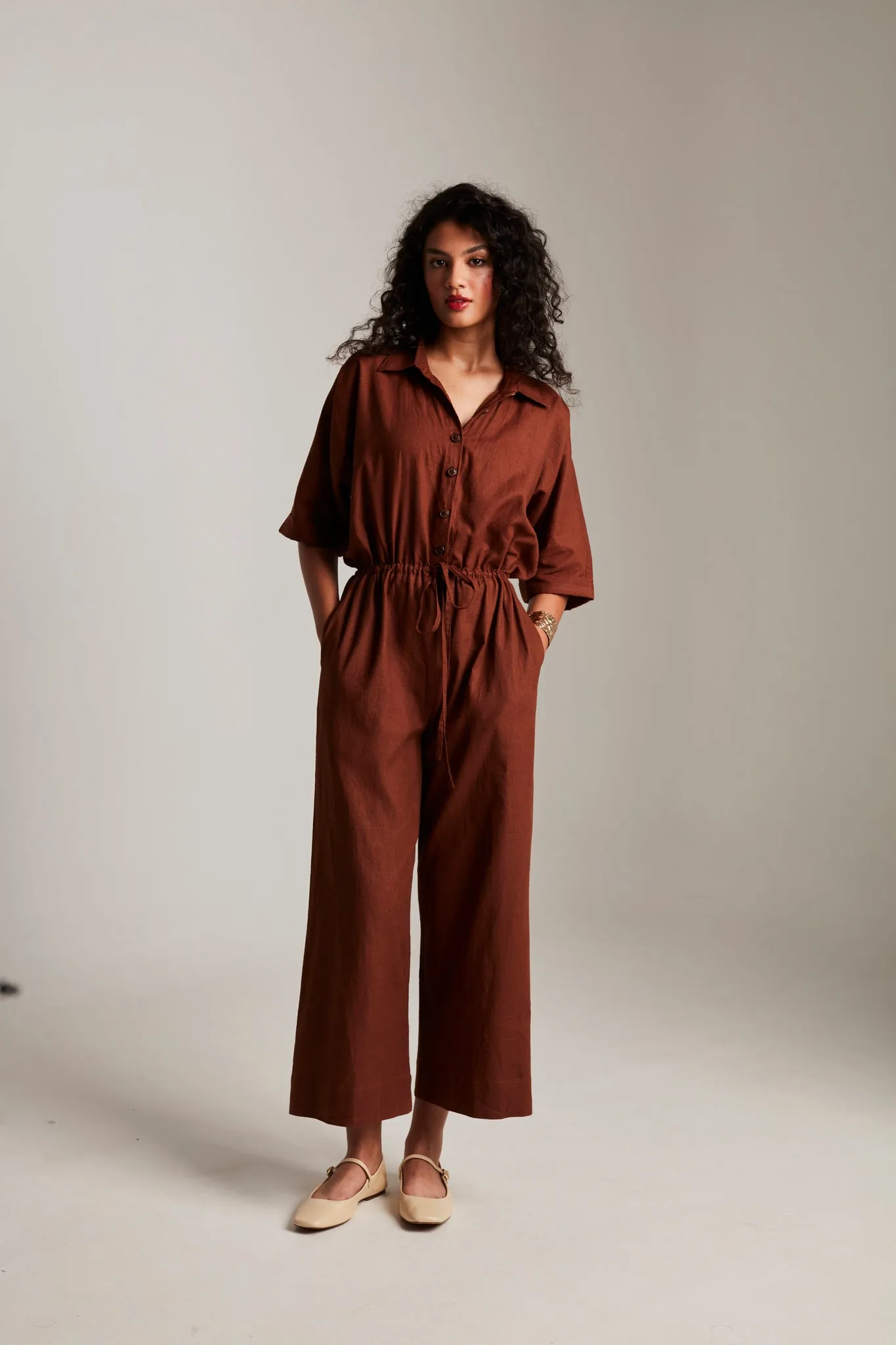 Mocha Co-Linen Boilersuit