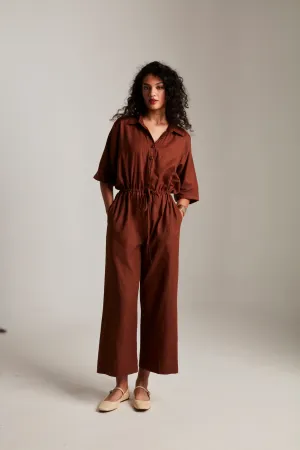 Mocha Co-Linen Boilersuit