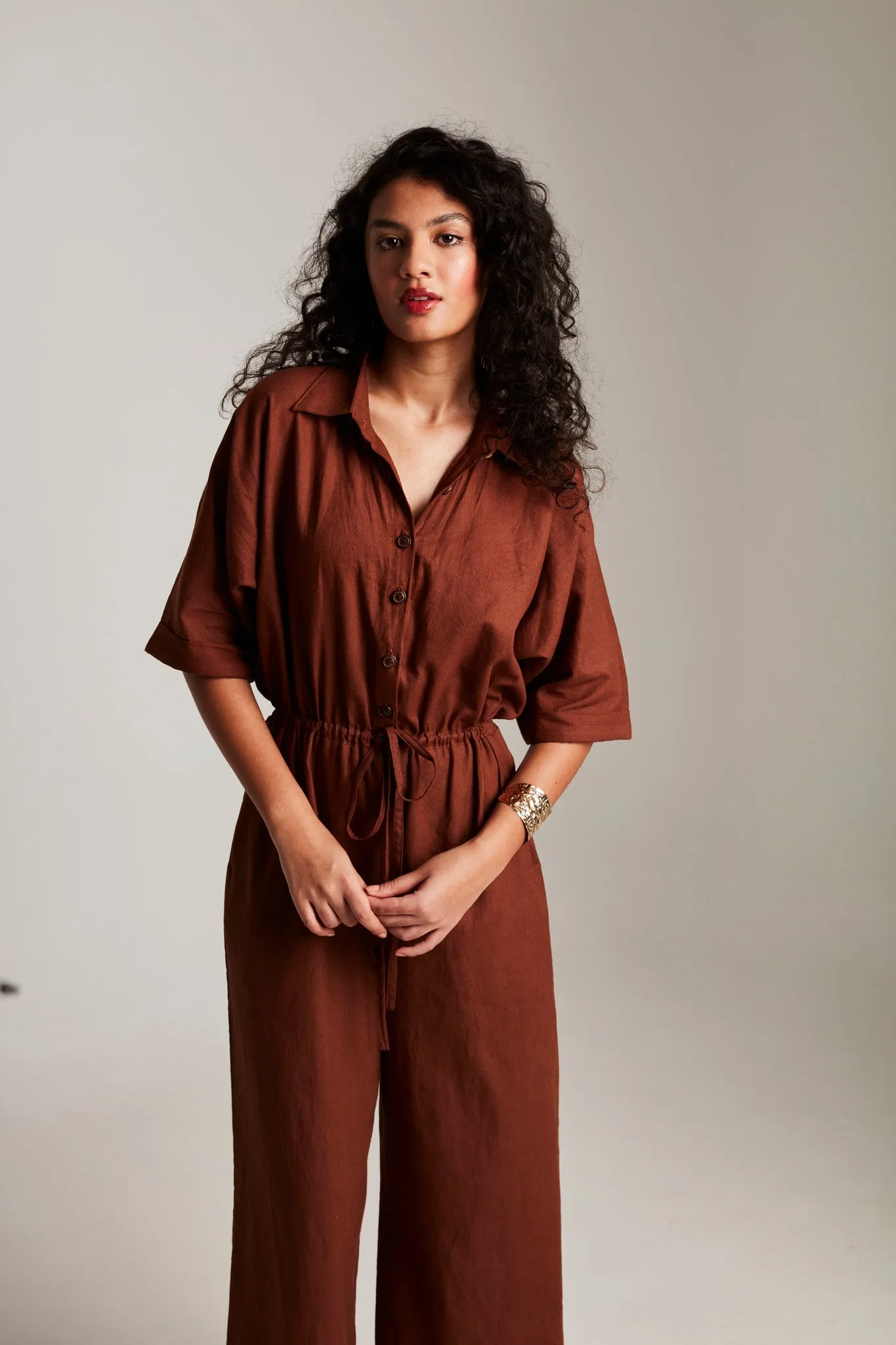 Mocha Co-Linen Boilersuit
