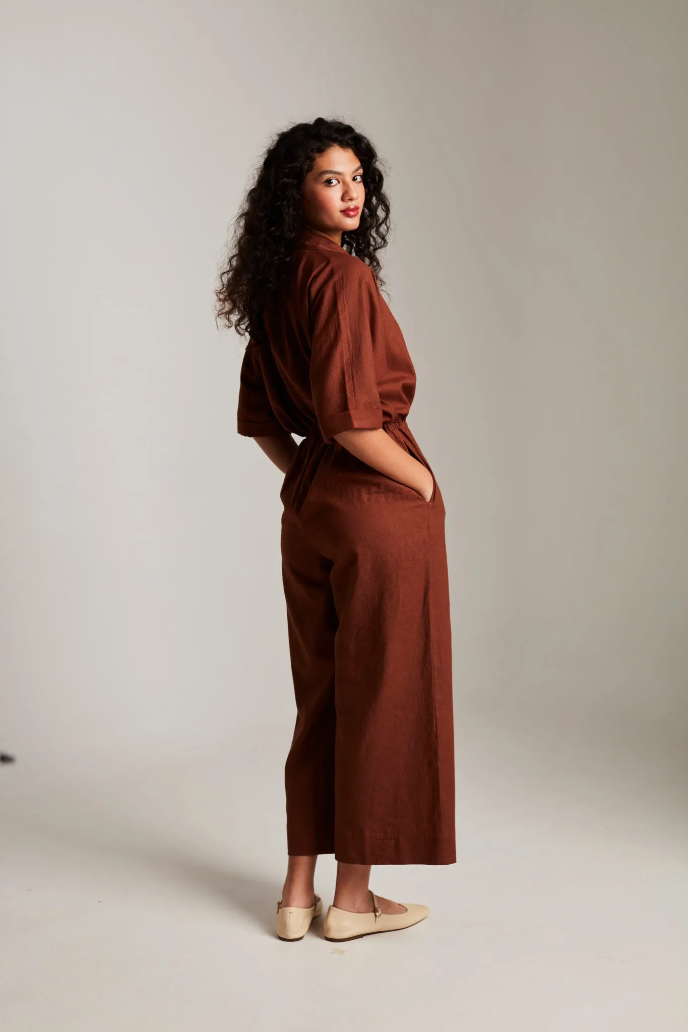Mocha Co-Linen Boilersuit