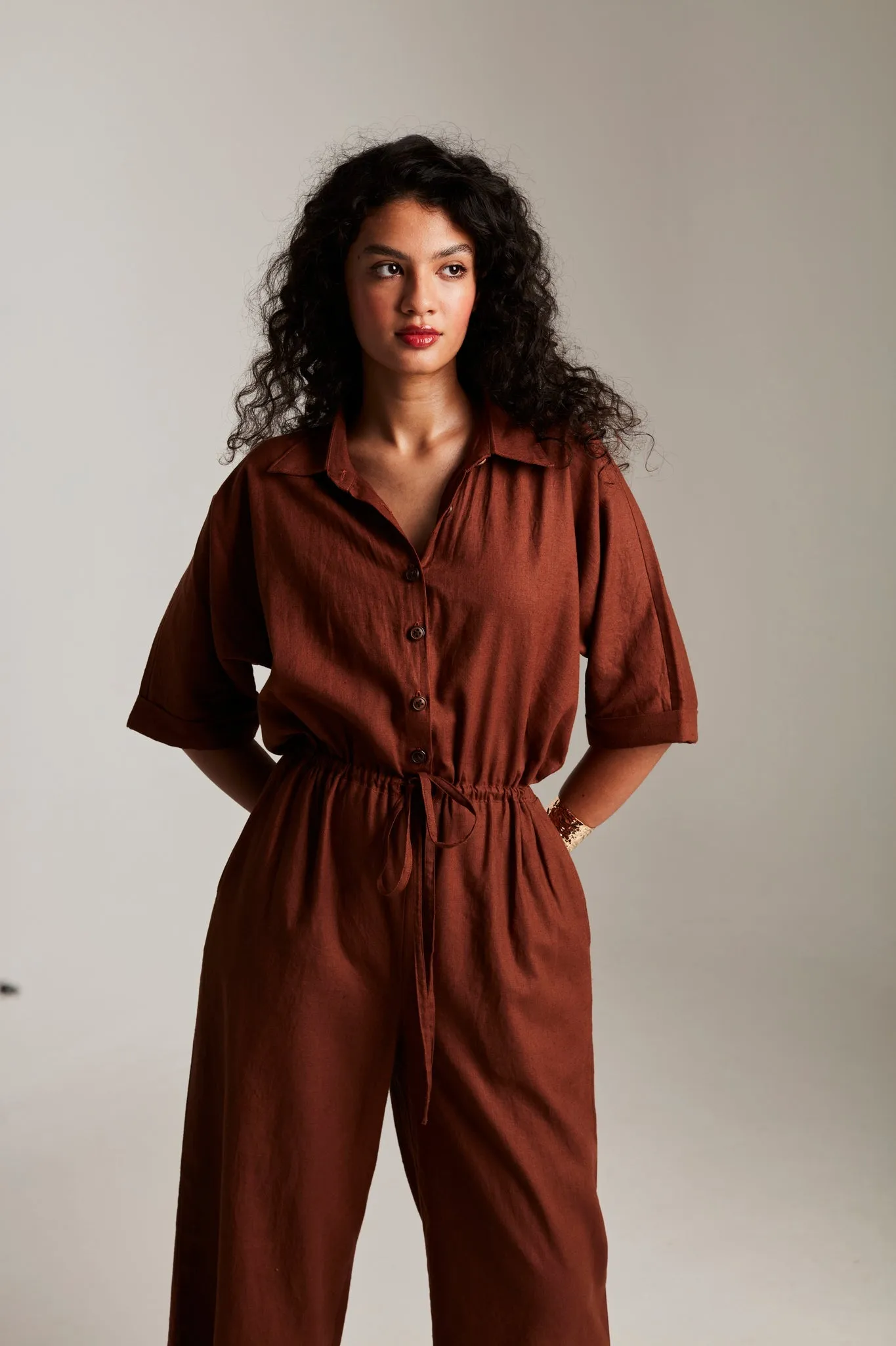 Mocha Co-Linen Boilersuit