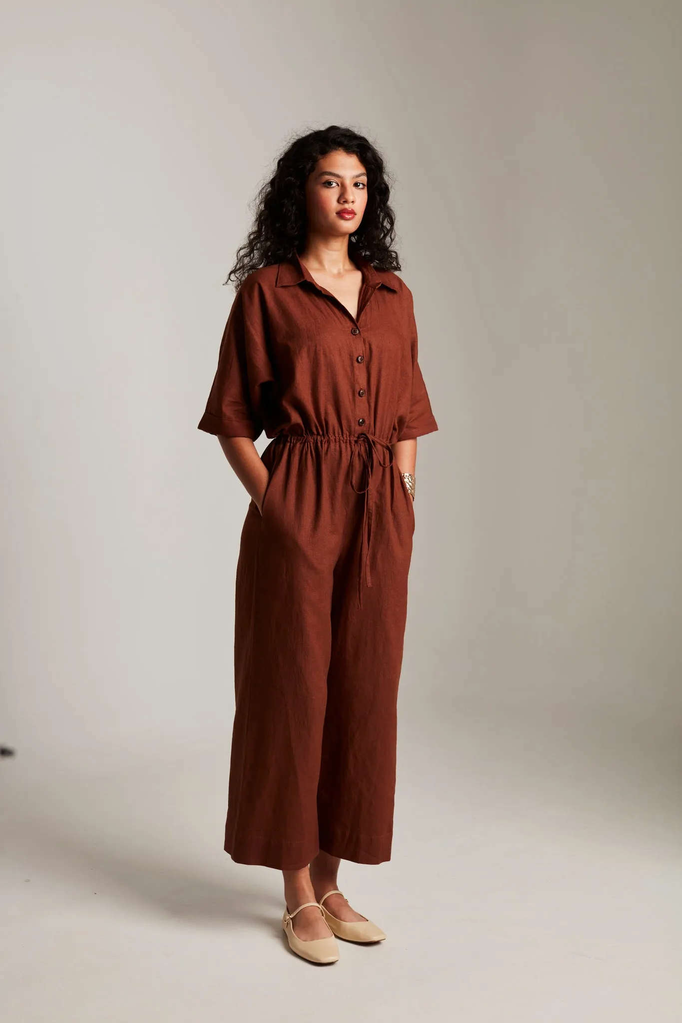 Mocha Co-Linen Boilersuit