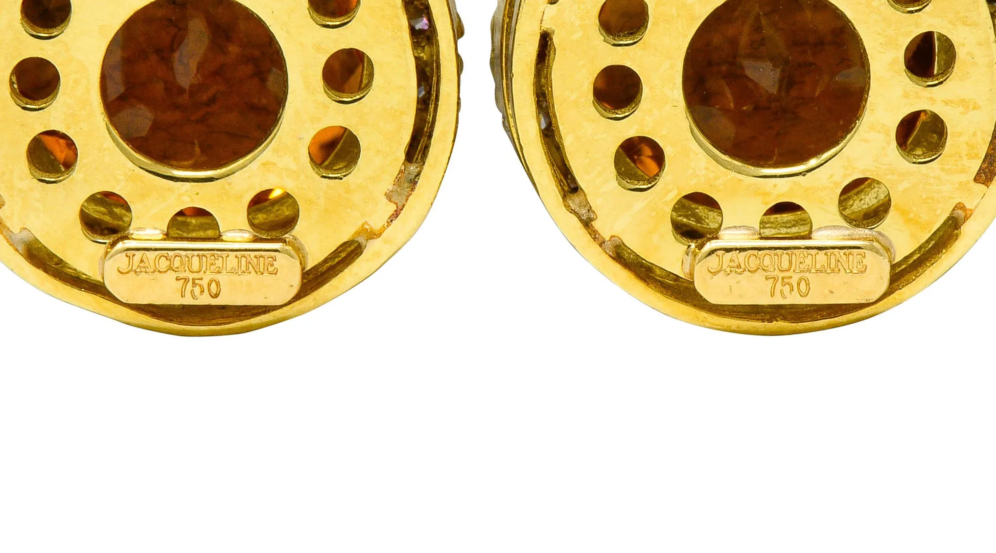 Modern Citrine Diamond 18 Karat Gold Foliate Drop Earrings