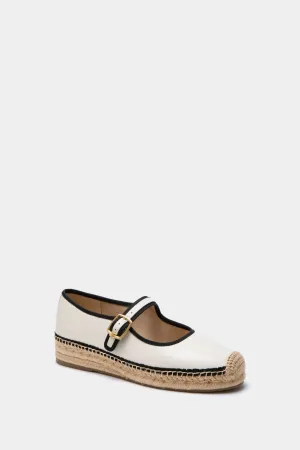 Modern Ivory and Black Mackie Mary Jane Espadrille