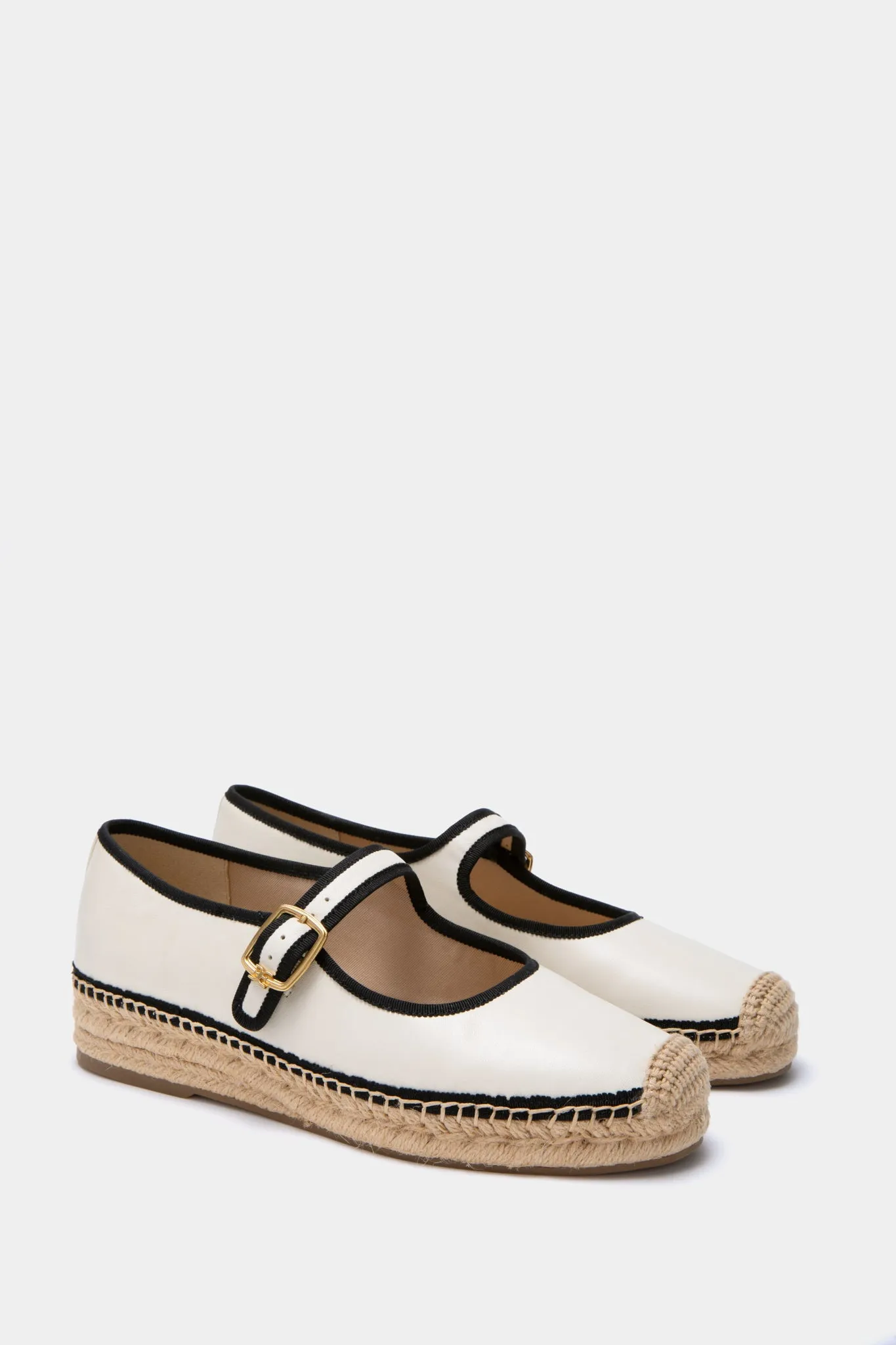 Modern Ivory and Black Mackie Mary Jane Espadrille