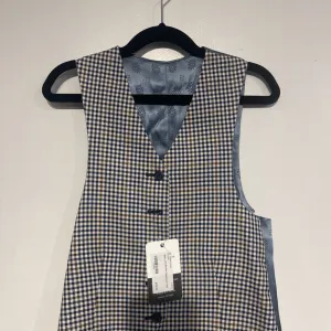 Navy and Brown Checkered Vest