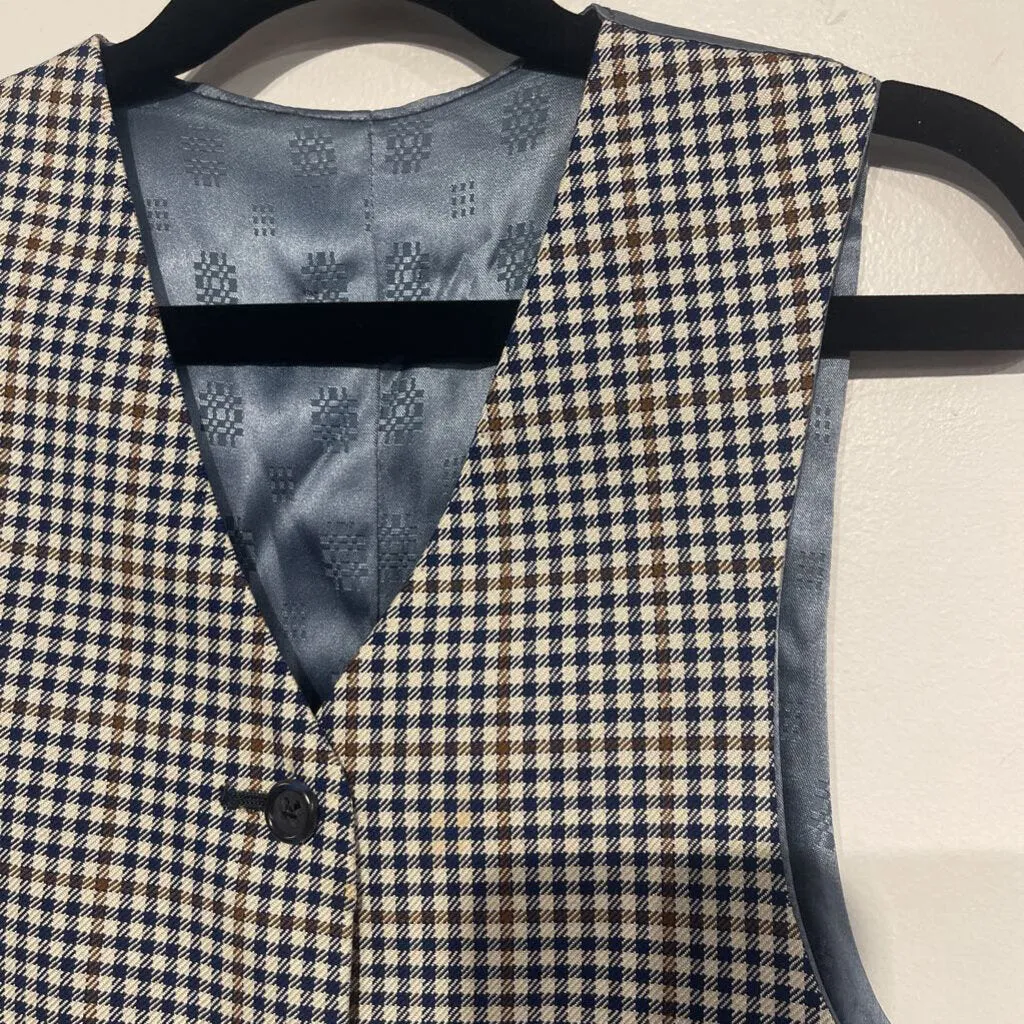 Navy and Brown Checkered Vest