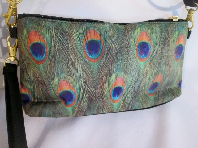 NEW GALLERIA PEACOCK FEATHER Mini Crossbody Swingpack Baguette Bag Shoulder